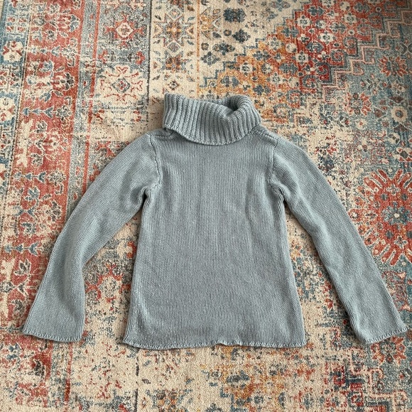 Banana Republic baby blue chunky knit wool-angora blend turtleneck - Picture 5 of 11